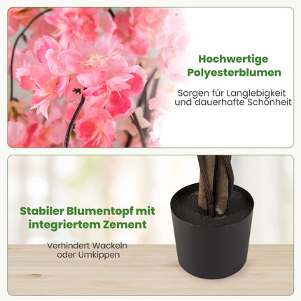 Künstlicher Kirschblütenbaum im Topf, 163 cm, pinke Blüten