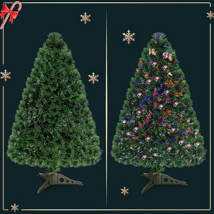 Sapin de Noël artificiel 120 cm, guirlande lumineuse LED à fibre optique