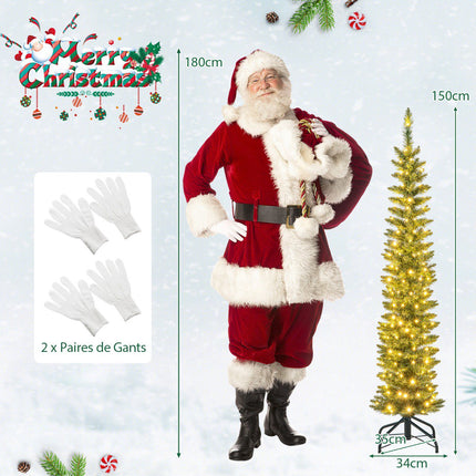 Sapin de Noël artificiel 150 cm, pré-illuminé avec 150 LED, fin