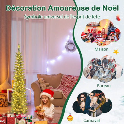 Sapin de Noël artificiel 150 cm, pré-illuminé avec 150 LED, fin