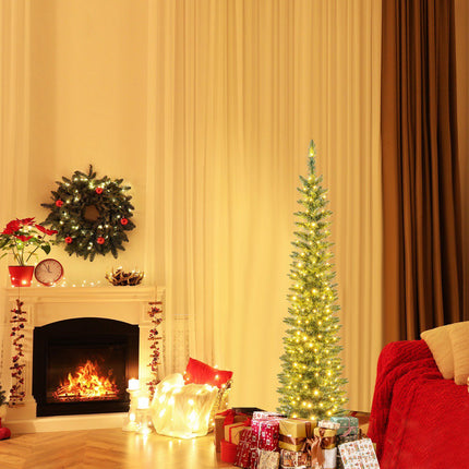 Sapin de Noël artificiel 150 cm, pré-illuminé avec 150 LED, fin