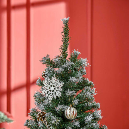 Sapin de Noël artificiel, 150 cm, branches enneigées, pommes de pin