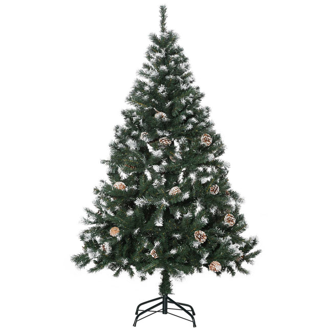 Künstlicher Weihnachtsbaum, 150 cm, verschneite Äste, Tannenzapfen