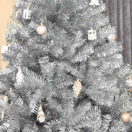 180 cm großer künstlicher Weihnachtsbaum, Silber & Weiß, einfacher Aufbau
