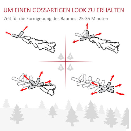 180 cm großer künstlicher Weihnachtsbaum, Silber & Weiß, einfacher Aufbau