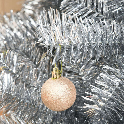 180 cm großer künstlicher Weihnachtsbaum, Silber & Weiß, einfacher Aufbau