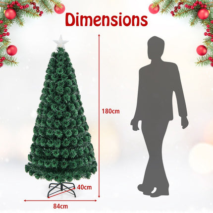 Künstlicher Weihnachtsbaum 180cm, Glasfaser, 230 LED, 8 Modi