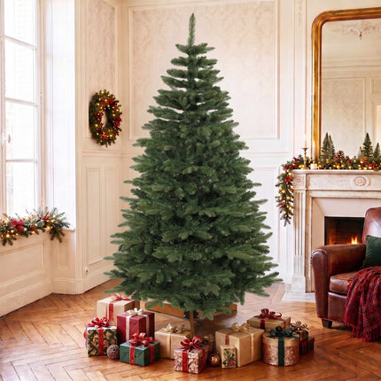 Sapin de Noël artificiel 180 cm, vert, support pliable en bois