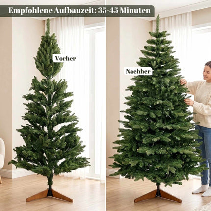 Sapin de Noël artificiel 180 cm, vert, support pliable en bois
