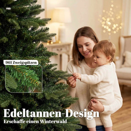 Sapin de Noël artificiel 180 cm, vert, support pliable en bois