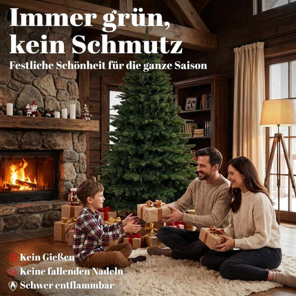 Sapin de Noël artificiel 180 cm, vert, support pliable en bois