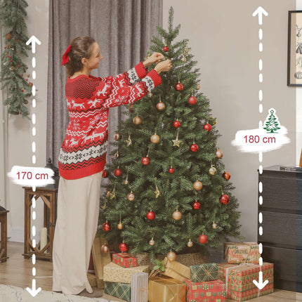 Sapin de Noël artificiel, 180 cm, branches articulées, support en métal