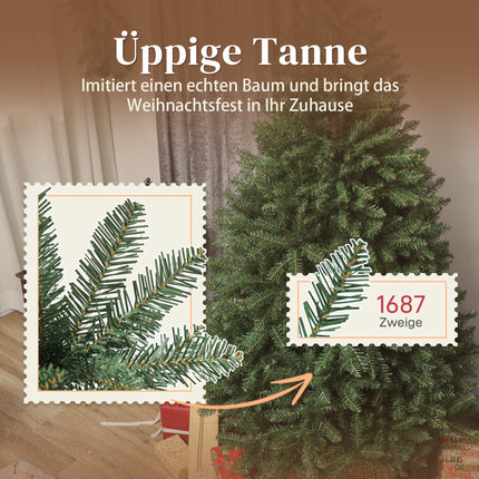 Sapin de Noël artificiel, 180 cm, branches articulées, support en métal