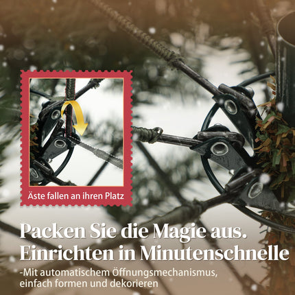 Sapin de Noël artificiel, 180 cm, branches articulées, support en métal