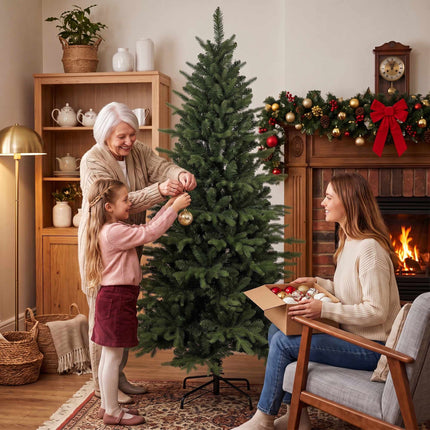 Sapin de Noël artificiel, 180 cm, branches articulées, pied en bois