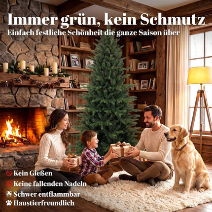 Sapin de Noël artificiel, 180 cm, branches articulées, pied en bois
