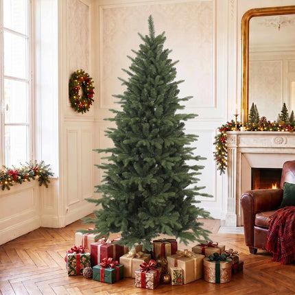 Sapin de Noël artificiel, 180 cm, branches articulées, pied en bois