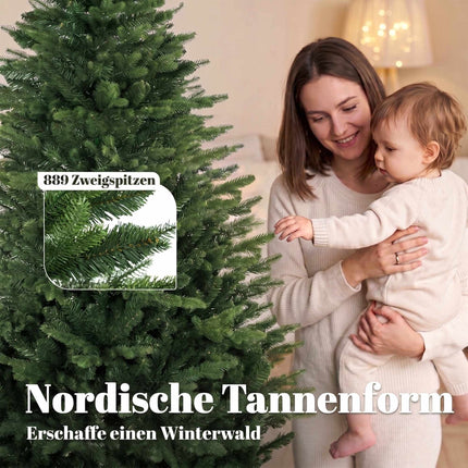 Sapin de Noël artificiel, 180 cm, sapin nordique avec pied en pin