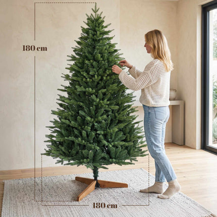 Sapin de Noël artificiel, 180 cm, sapin nordique avec pied en pin