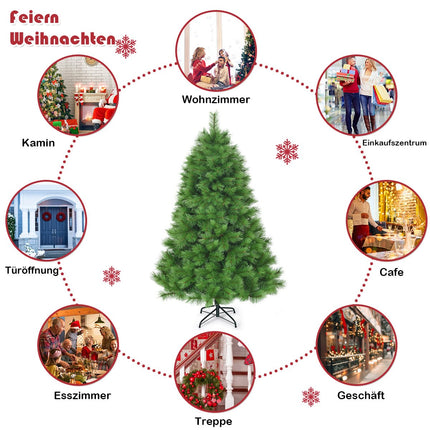 Sapin de Noël artificiel, 180 cm, aiguilles en PVC, pied en métal