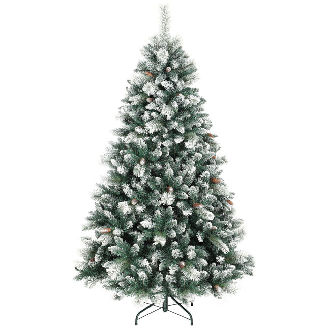 Sapin de Noël artificiel 180 cm, enneigé, 1000 branches, 34 cônes