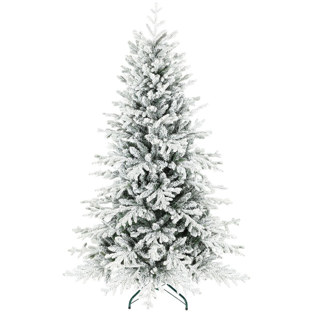 Sapin de Noël artificiel, pin enneigé de 180 cm avec support en métal