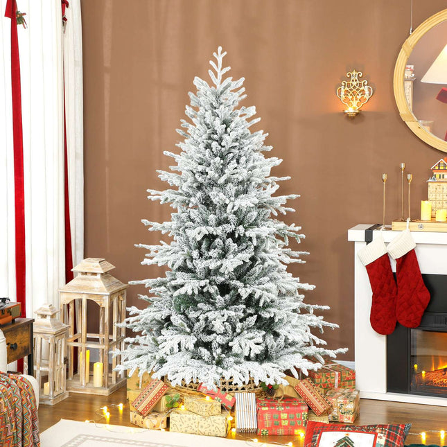 Sapin de Noël artificiel, pin enneigé de 180 cm avec support en métal