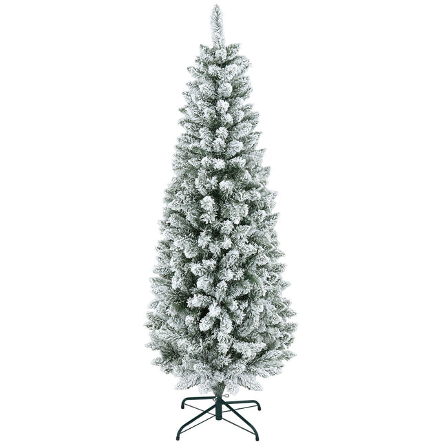 Künstlicher Weihnachtsbaum, 183 cm, schmal mit Schnee-Effekt