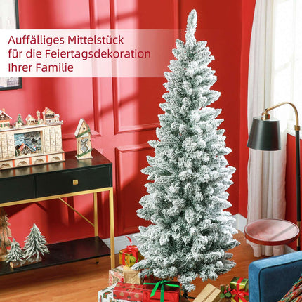 Sapin de Noël artificiel, 183 cm, fin, effet neige
