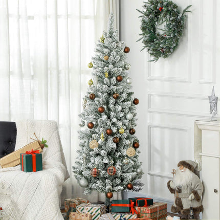 Sapin de Noël artificiel, 183 cm, fin, effet neige