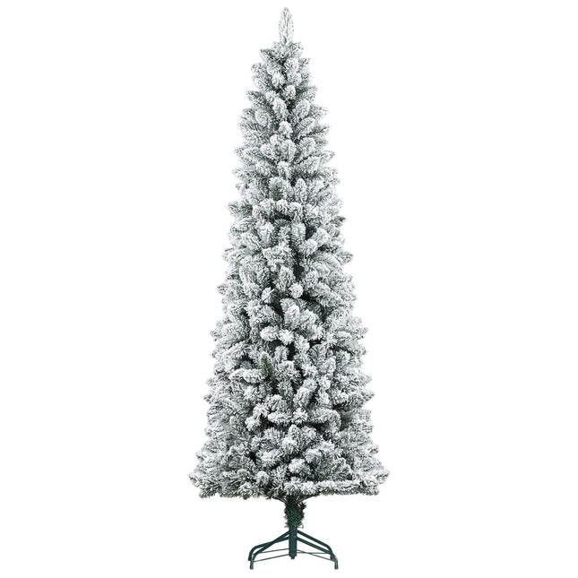 Sapin de Noël artificiel, 210 cm, design fin, recouvert de neige