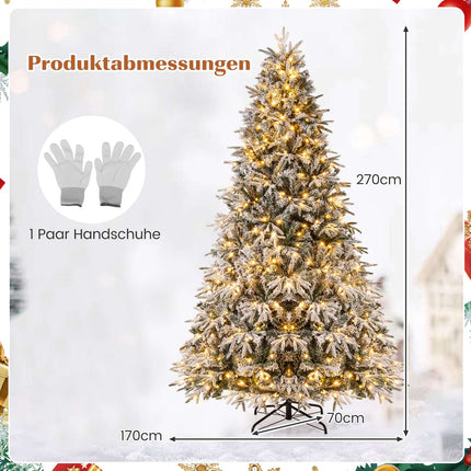 Künstlicher Weihnachtsbaum 270 cm, beschneit, 600 LED