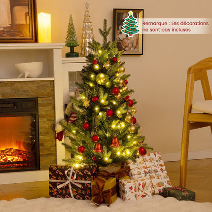 Künstlicher Weihnachtsbaum 90 cm, 50 LED-Lichter mit Timer, Leinensockel