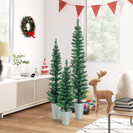 Ensemble de 3 sapins de Noël artificiels de 90 à 150 cm, seaux en métal
