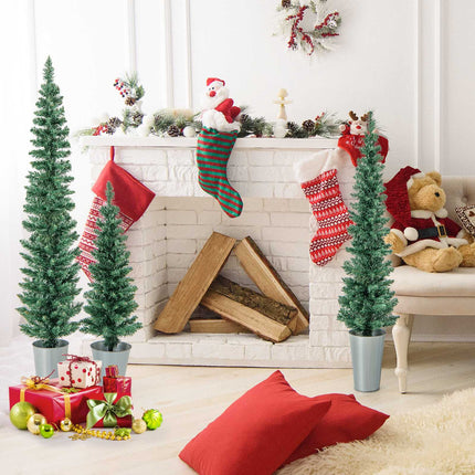 Ensemble de 3 sapins de Noël artificiels de 90 à 150 cm, seaux en métal
