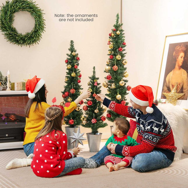Künstlicher Weihnachtsbaum-Set, 3er-Pack 90-150 cm, Metalleimer