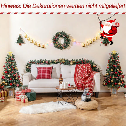 Künstlicher Weihnachtsbaum mit Girlande und Kranz, 4-teilig