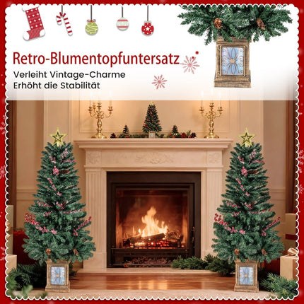 Künstlicher Weihnachtsbaum mit Girlande und Kranz, 4-teilig