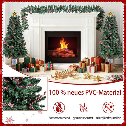 Künstlicher Weihnachtsbaum mit Girlande und Kranz, 4-teilig