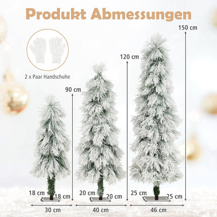 Sapin de Noël artificiel illuminé, 90-150 cm, pointes enneigées