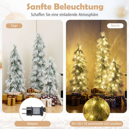 Sapin de Noël artificiel illuminé, 90-150 cm, pointes enneigées