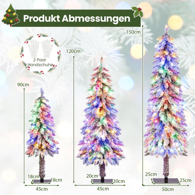Künstlicher Weihnachtsbaum mit Beleuchtung & Schnee, 3 Größen