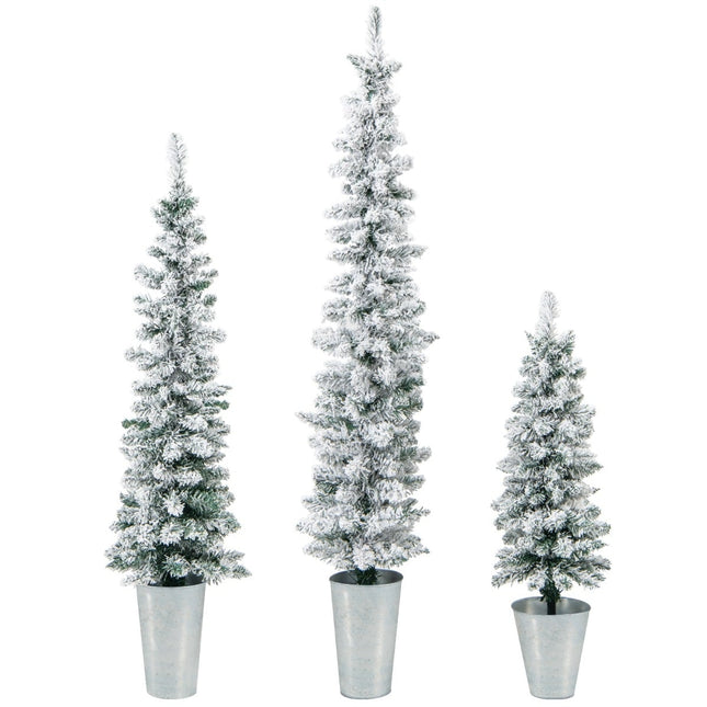 Ensemble de sapins de Noël artificiels avec neige, 3 tailles (90-150 cm)