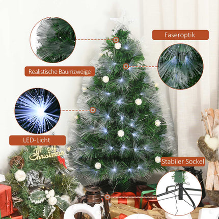 Künstlicher Weihnachtsbaum mit LED-Beleuchtung und Fernbedienung, 150cm, Grün/Weiß