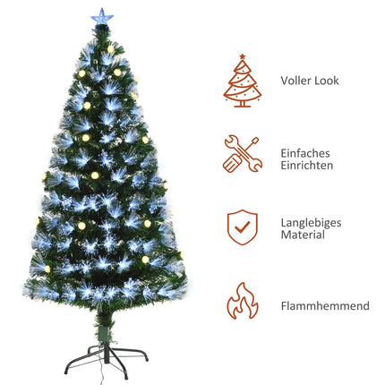 Künstlicher Weihnachtsbaum mit LED-Beleuchtung und Fernbedienung, 150cm, Grün/Weiß