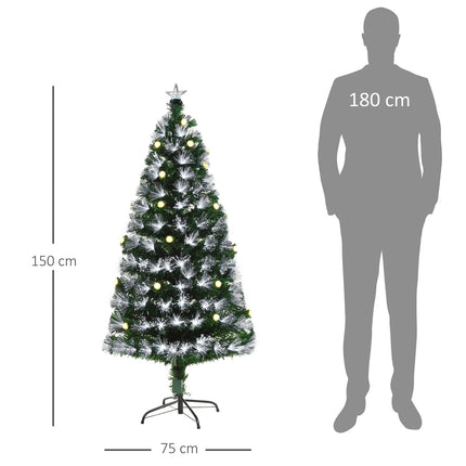 Künstlicher Weihnachtsbaum mit LED-Beleuchtung und Fernbedienung, 150cm, Grün/Weiß
