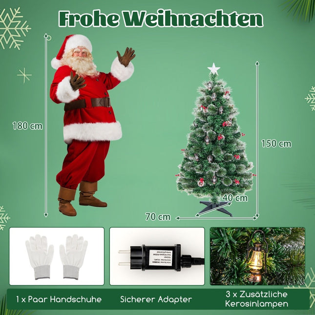 Künstlicher Weihnachtsbaum mit LED-Beleuchtung, 150 cm, PVC