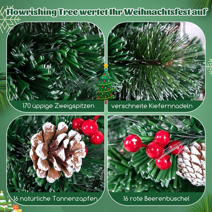Künstlicher Weihnachtsbaum mit LED-Beleuchtung, 150 cm, PVC