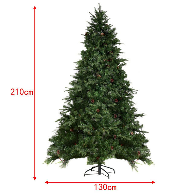Sapin de Noël artificiel avec lumières LED, 210 cm, vert