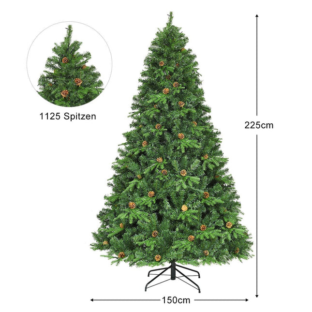 Künstlicher Weihnachtsbaum mit LED-Beleuchtung, Grün, 225 cm